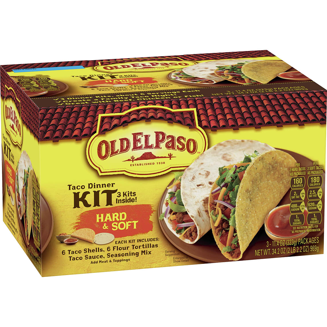 Old El Paso Hard and Soft Taco Dinner Kit, 34.2 oz